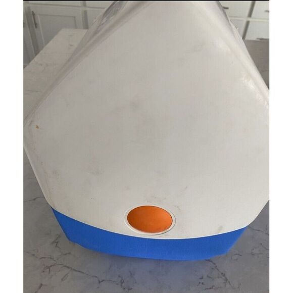 Little Playmate Elite Igloo Orange with Blue Lunch Cooler Easy Open Button - Picture 3 of 6